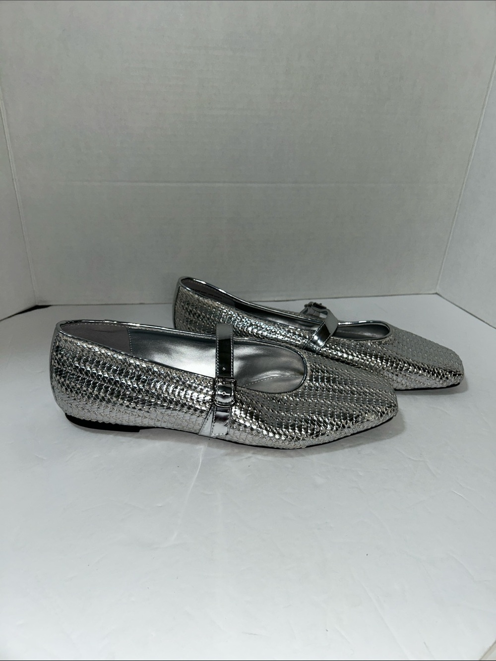 Katy Perry Collections Metallic Silver Mary Jane Flats